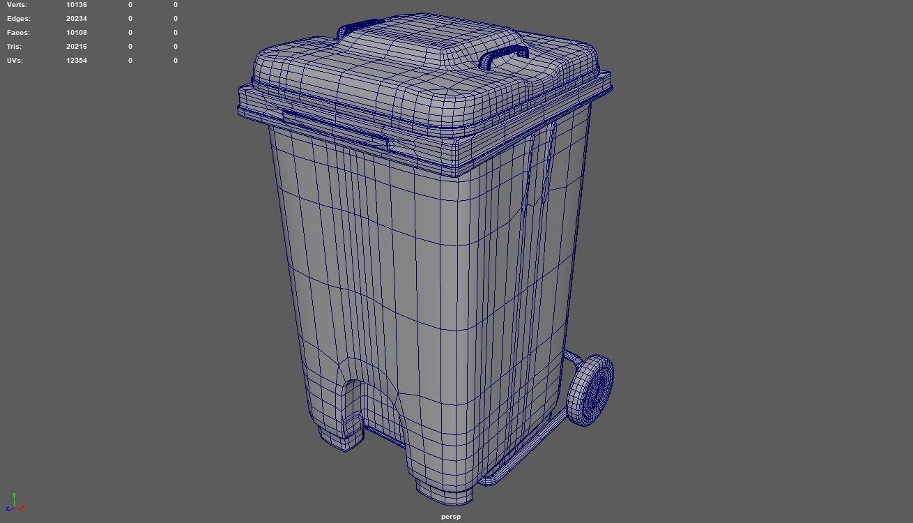 Trash Can Low-poly 3D model_15