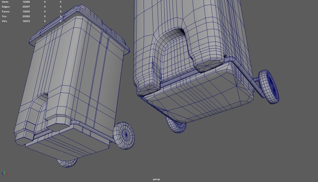 Trash Can Low-poly 3D model_13