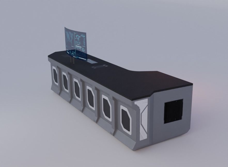 SCI-FI Desk Free low-poly 3D model_5