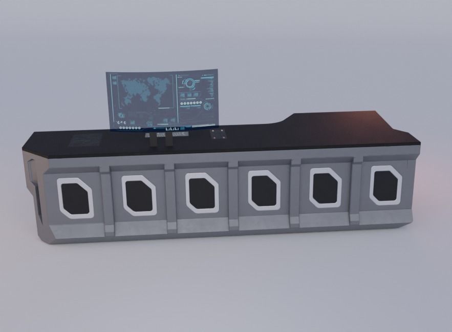 SCI-FI Desk Free low-poly 3D model_4