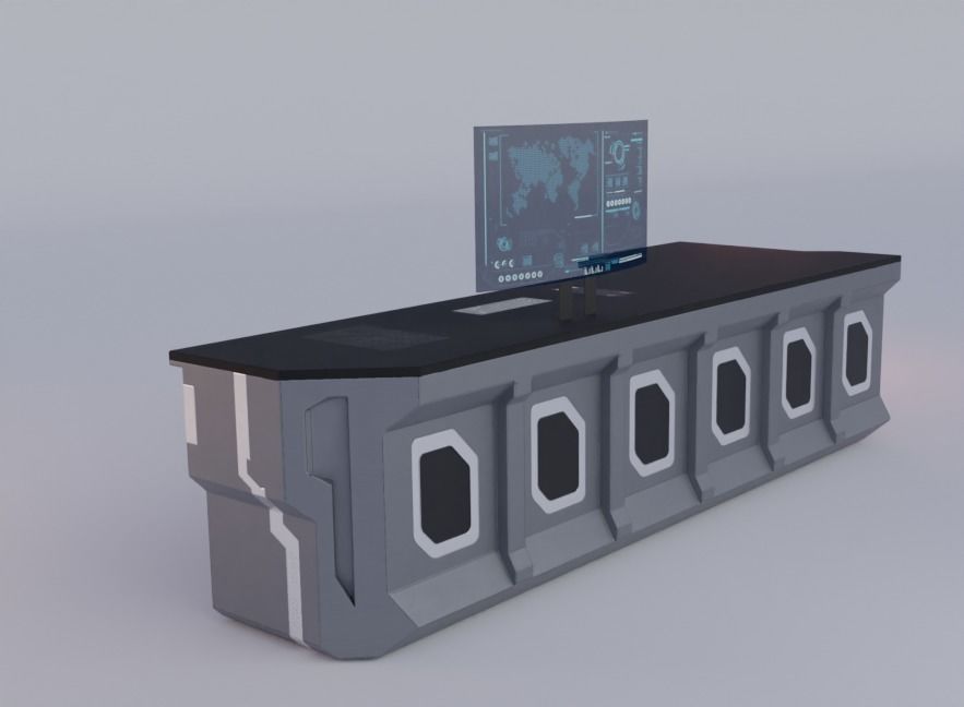 SCI-FI Desk Free low-poly 3D model_3