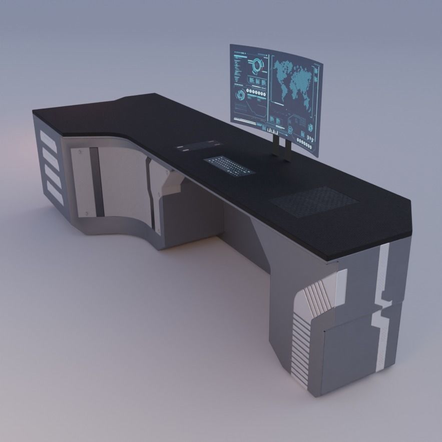 SCI-FI Desk Free low-poly 3D model_2