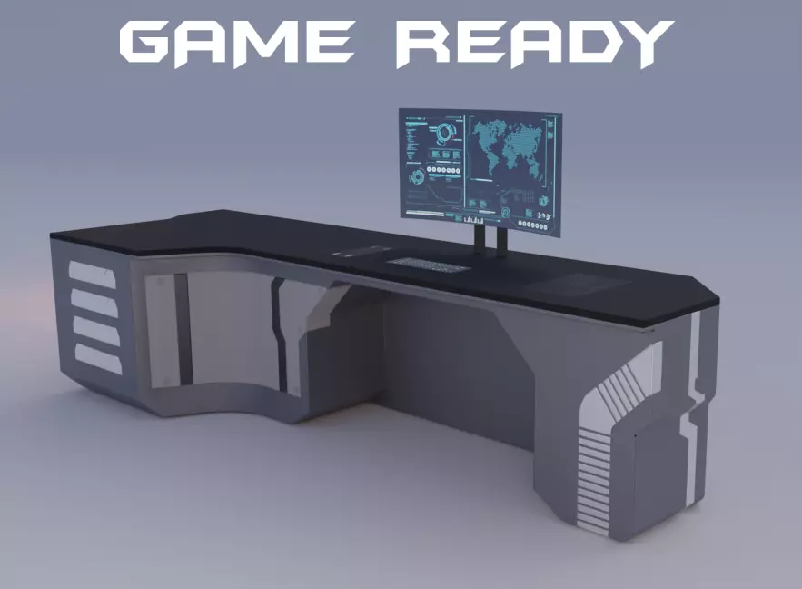 SCI-FI Desk Free low-poly 3D model_0