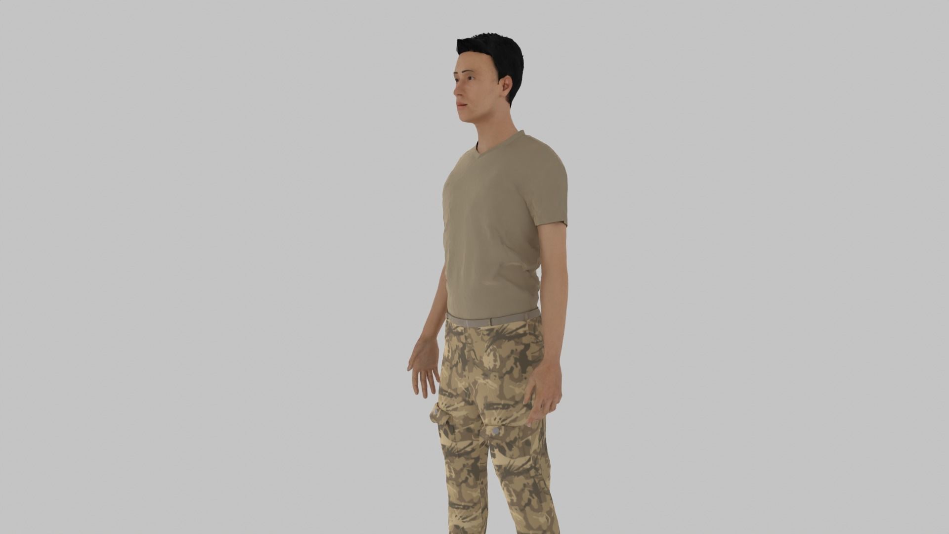 Soldier in camouflage Low-poly 3D model_7