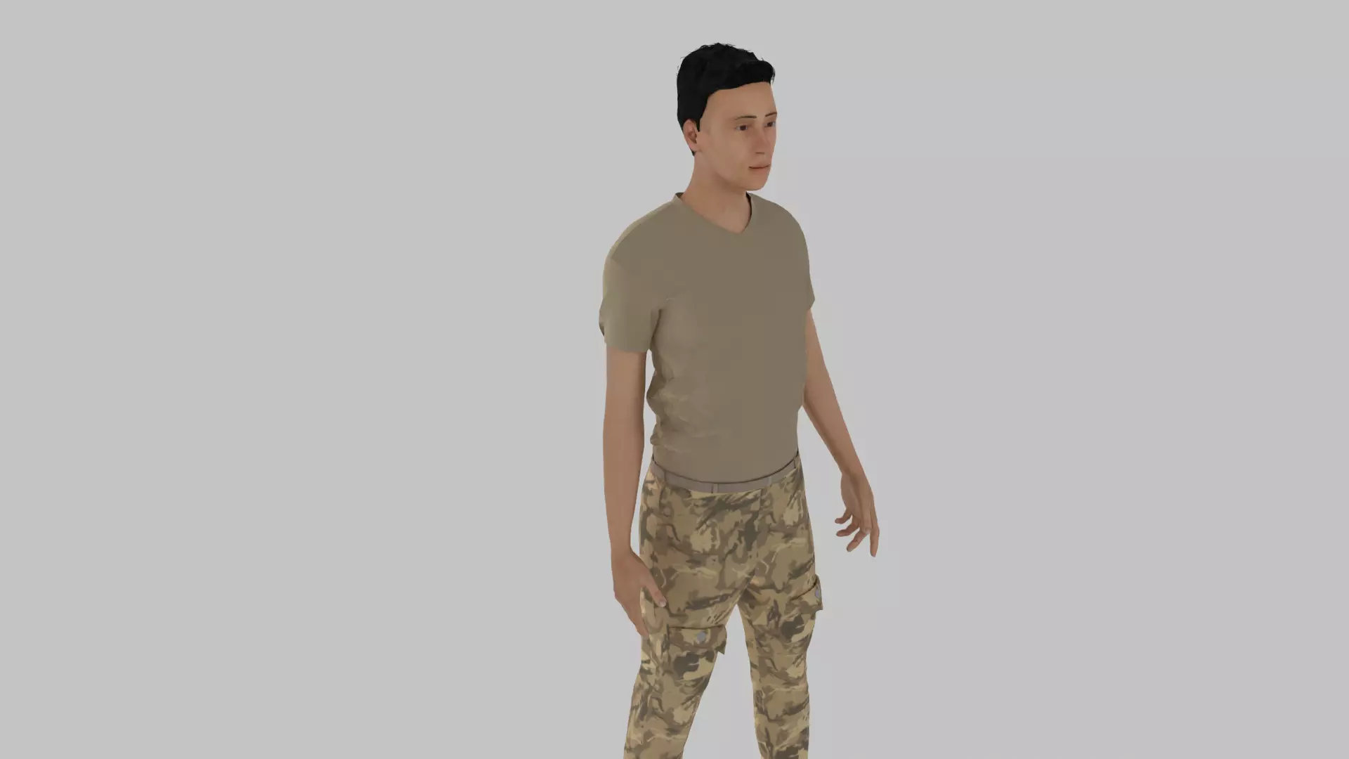 Soldier in camouflage Low-poly 3D model_0