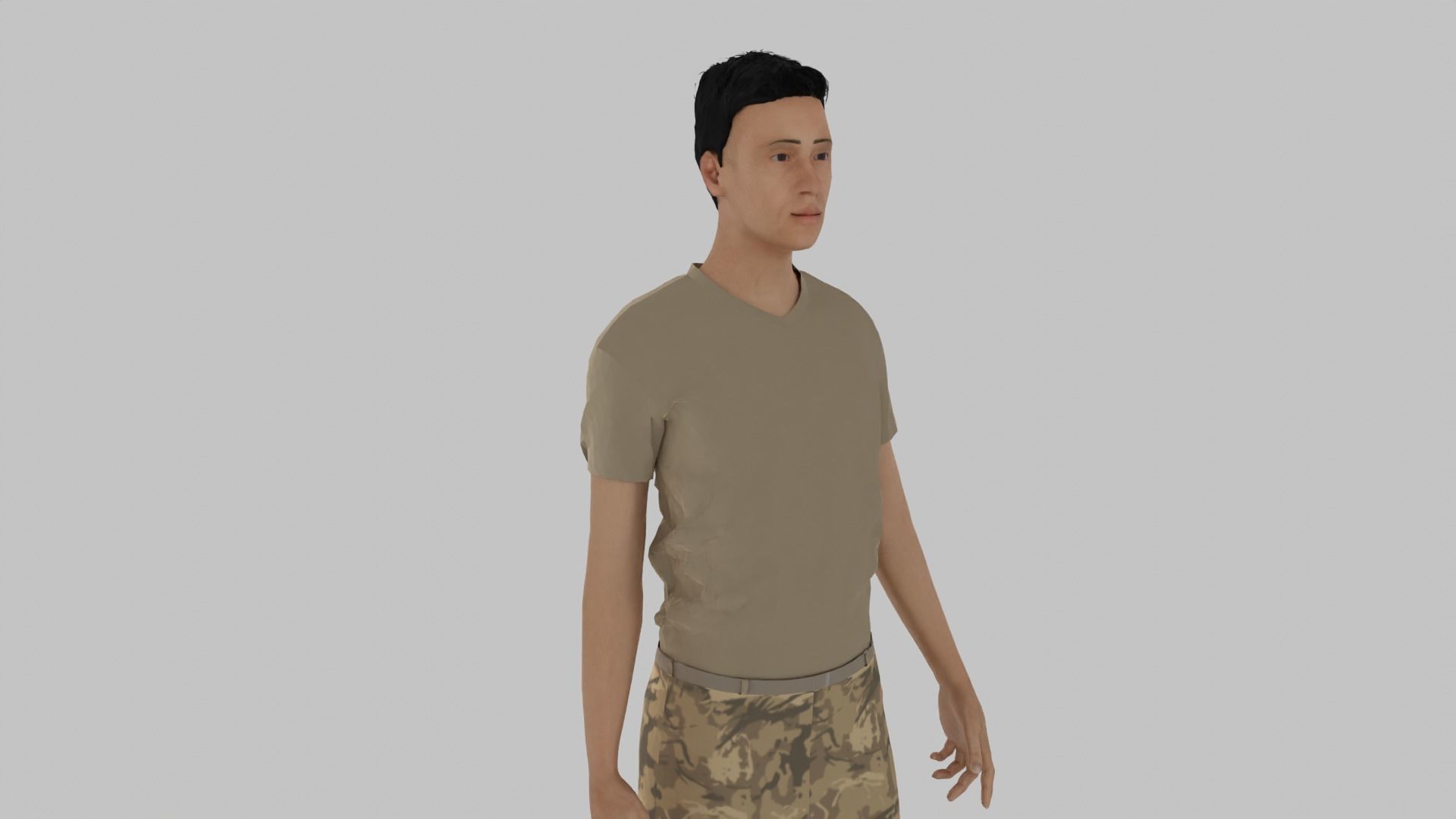 Soldier in camouflage Low-poly 3D model_6