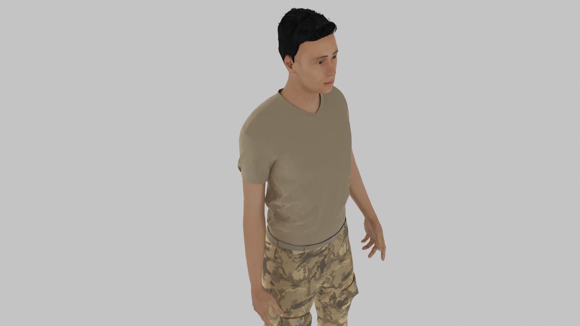 Soldier in camouflage Low-poly 3D model_5