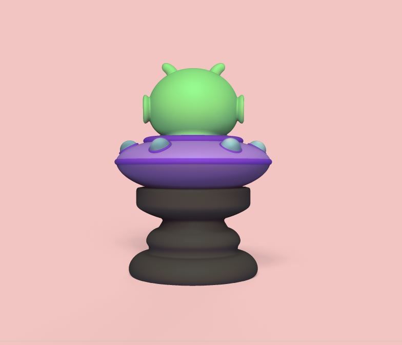 Space Chess - Alien UFO - Knight 3D print model_4