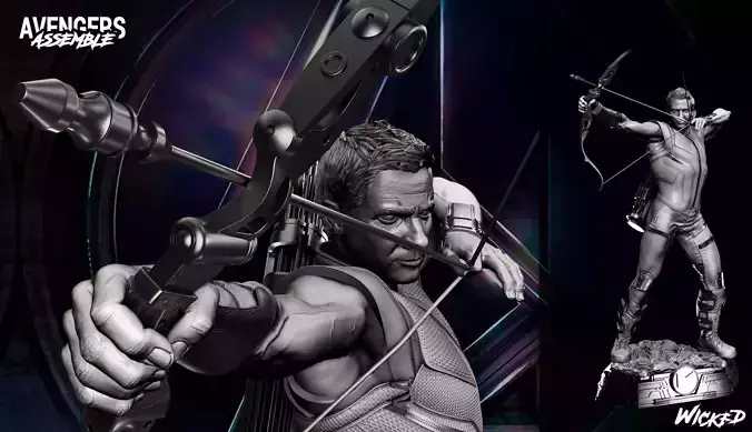 Wicked Marvel Hawkeye Avengers Diorama Sculpture 3D print model
