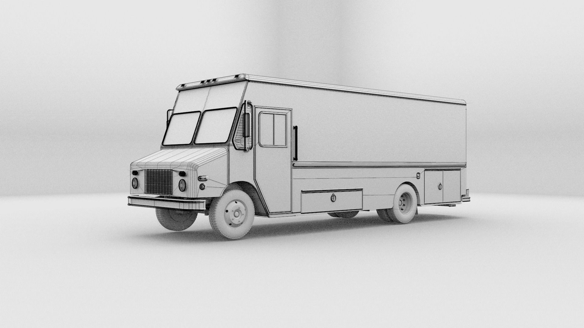Generic Step Van Low-poly 3D model_6