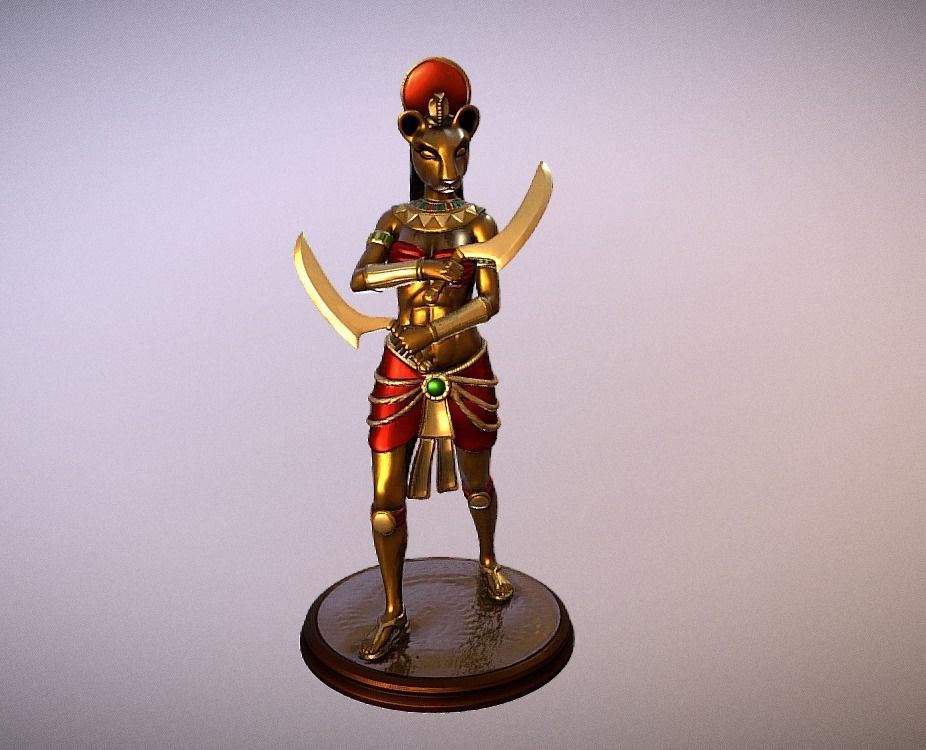 Statue model of Sekhmet Egyptian Godess 3D print model_1