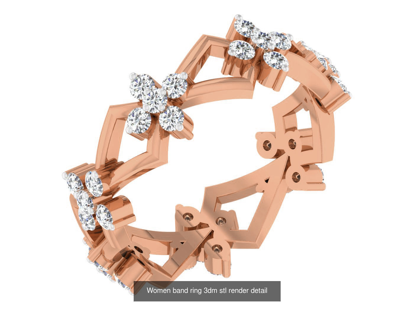 93 Women band ring 3dm stl render detail  3D Model Collection_77