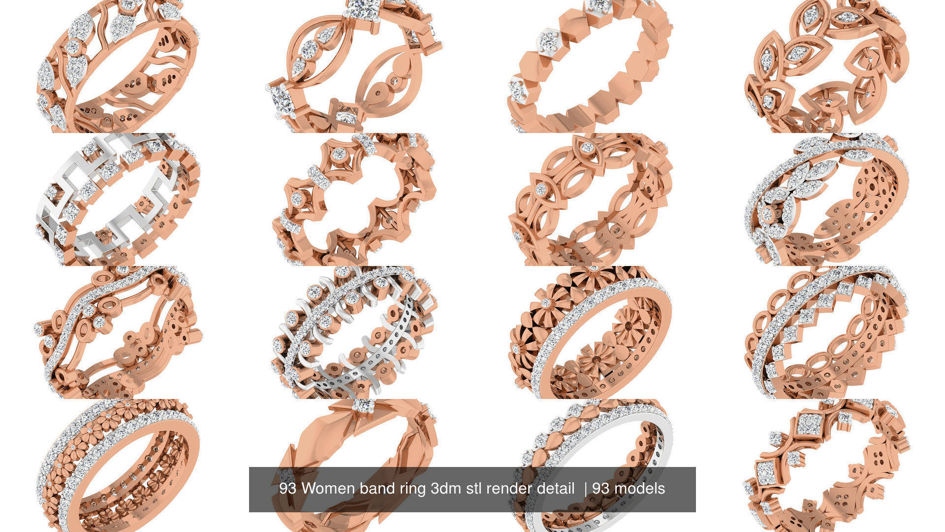 93 Women band ring 3dm stl render detail  3D Model Collection_6
