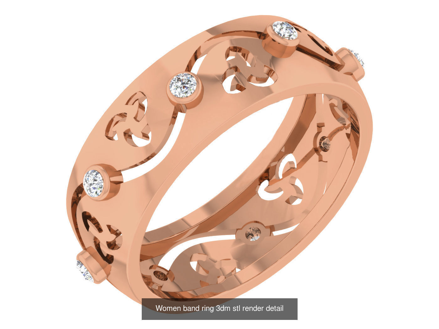 93 Women band ring 3dm stl render detail  3D Model Collection_16