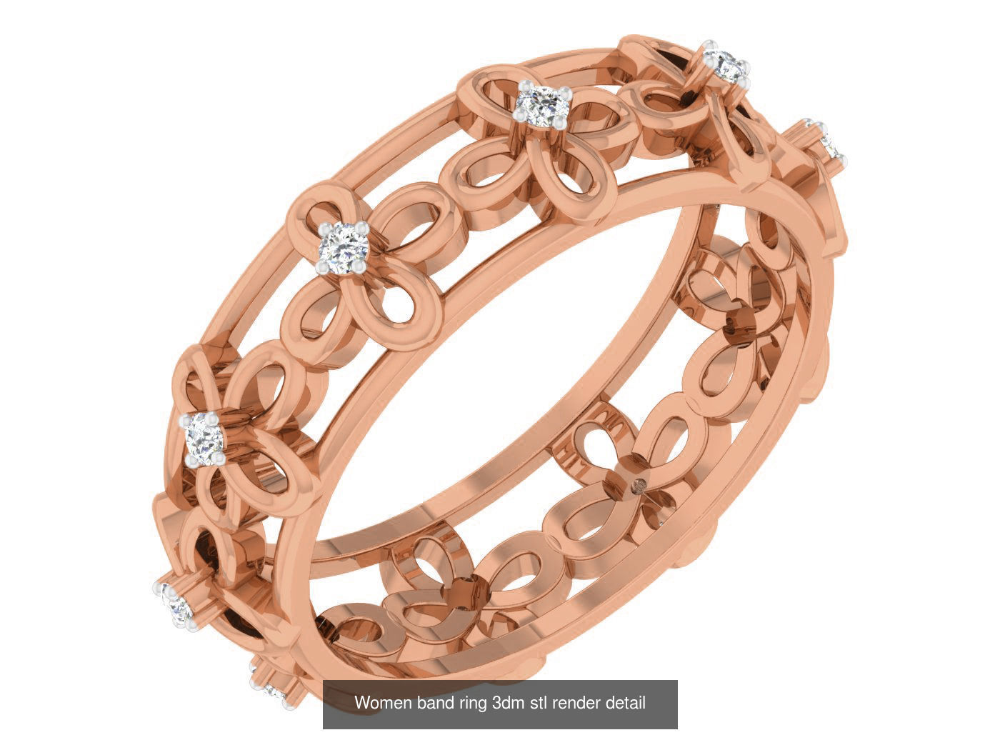 93 Women band ring 3dm stl render detail  3D Model Collection_14