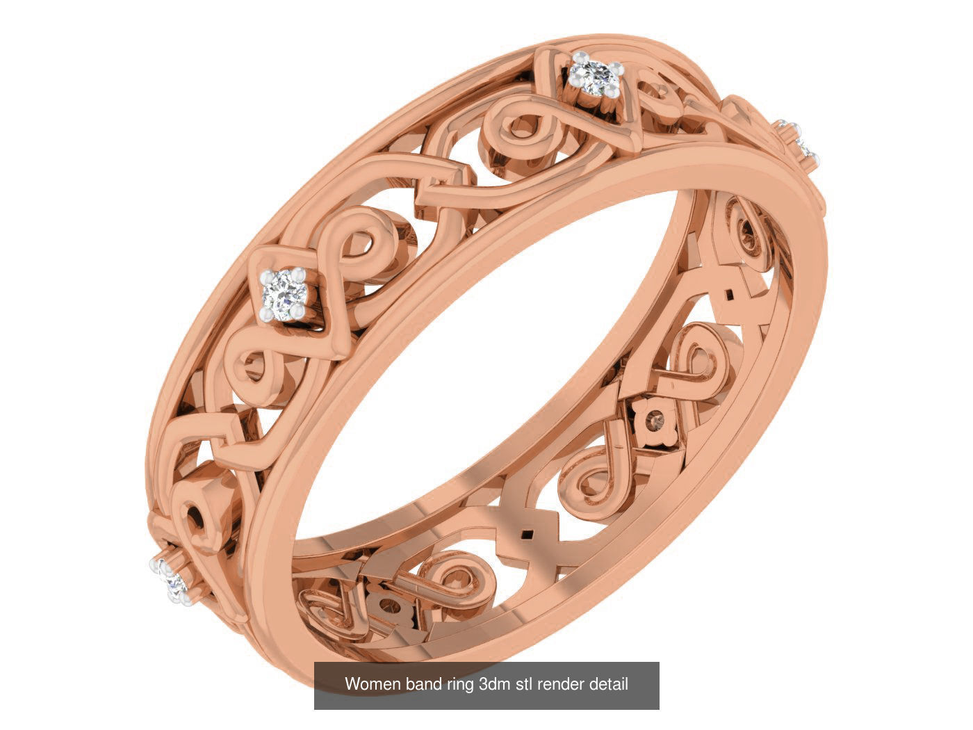 93 Women band ring 3dm stl render detail  3D Model Collection_12