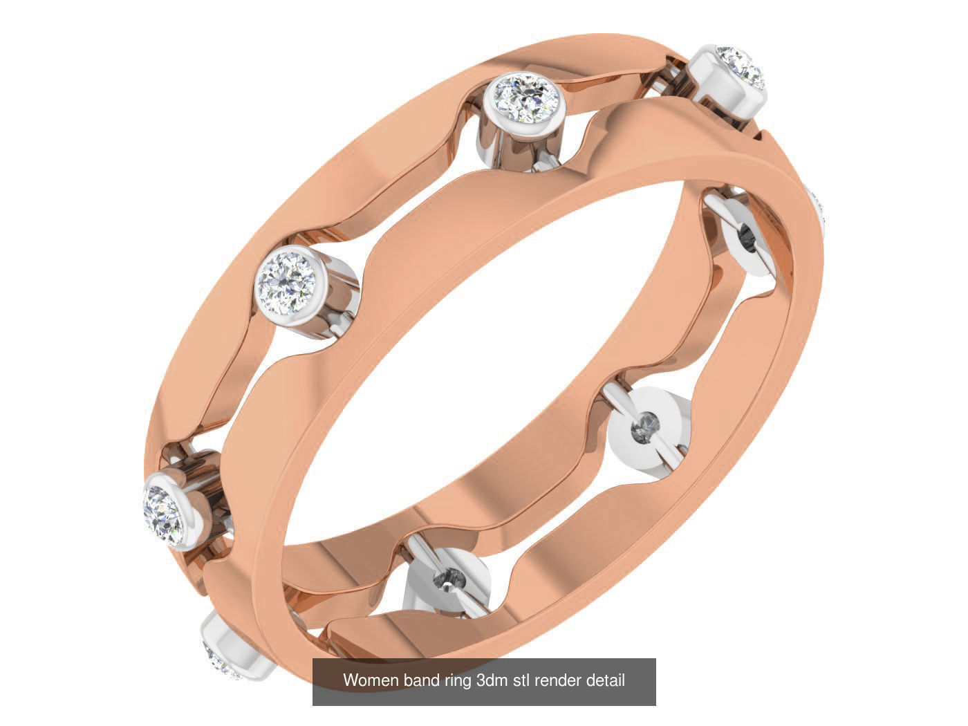 93 Women band ring 3dm stl render detail  3D Model Collection_15