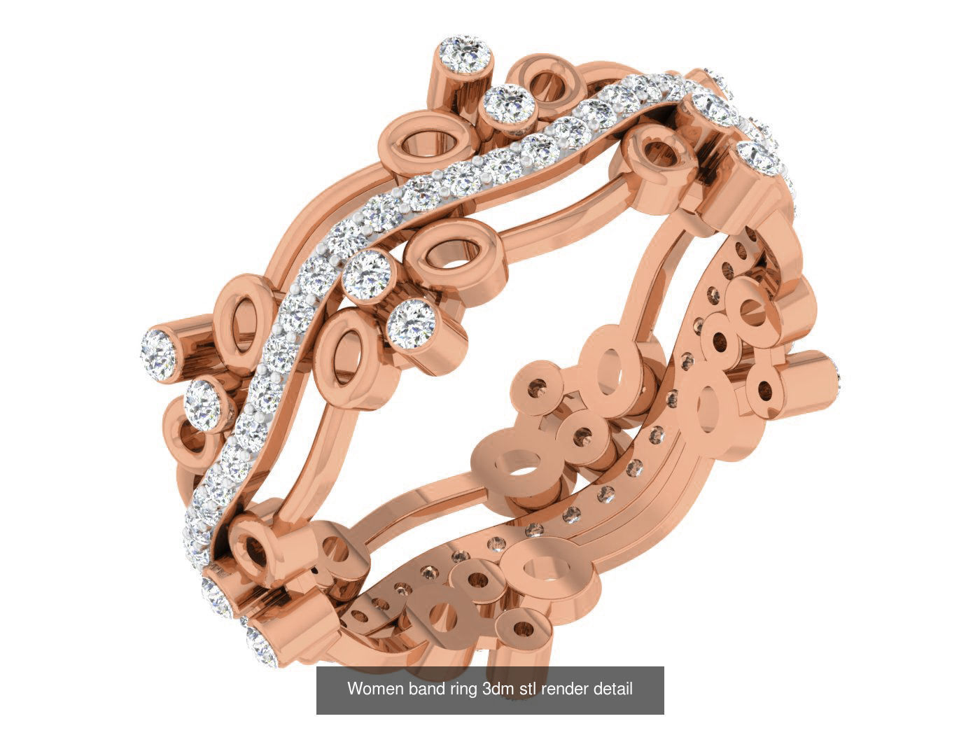 93 Women band ring 3dm stl render detail  3D Model Collection_65