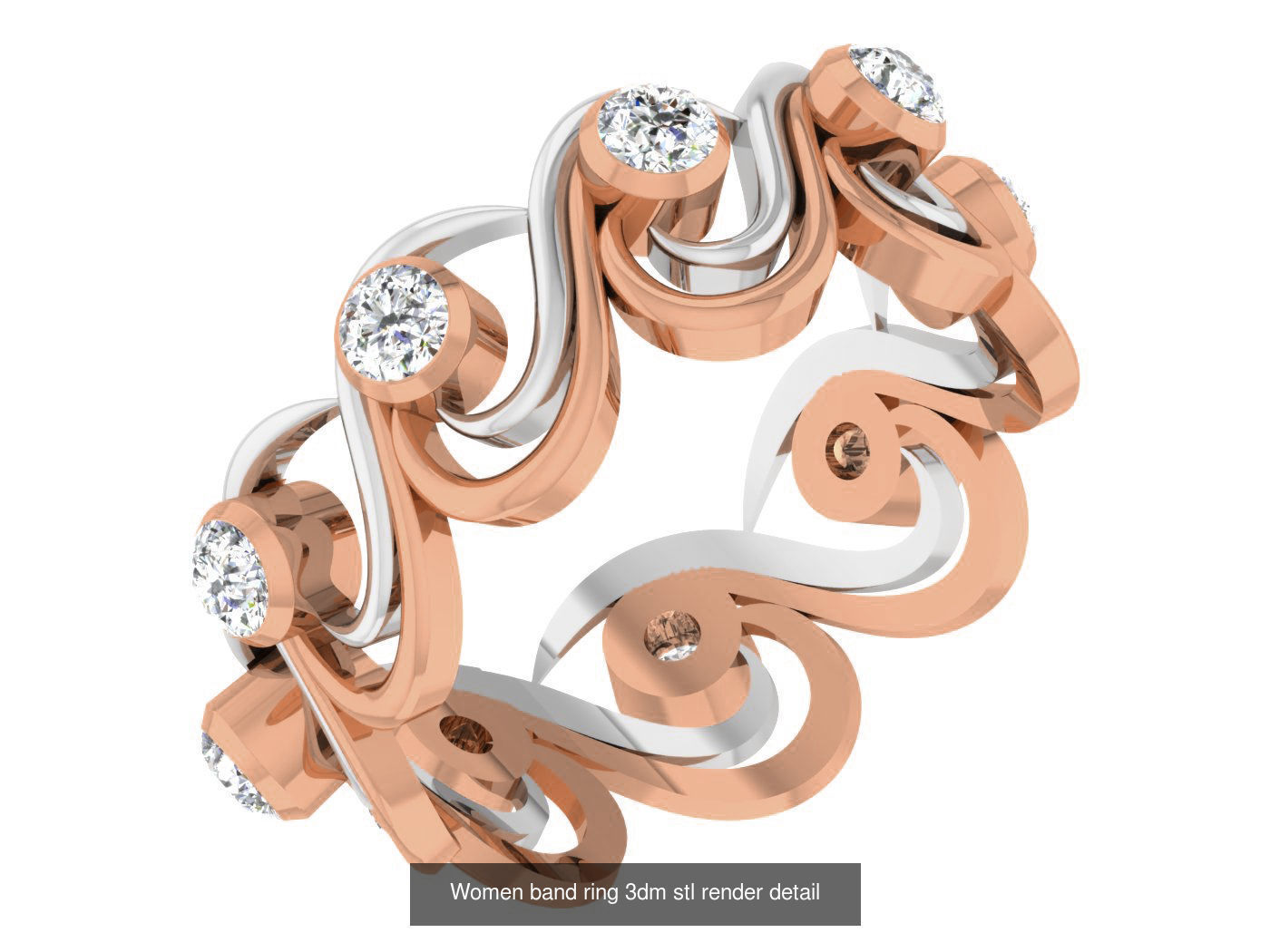 93 Women band ring 3dm stl render detail  3D Model Collection_100