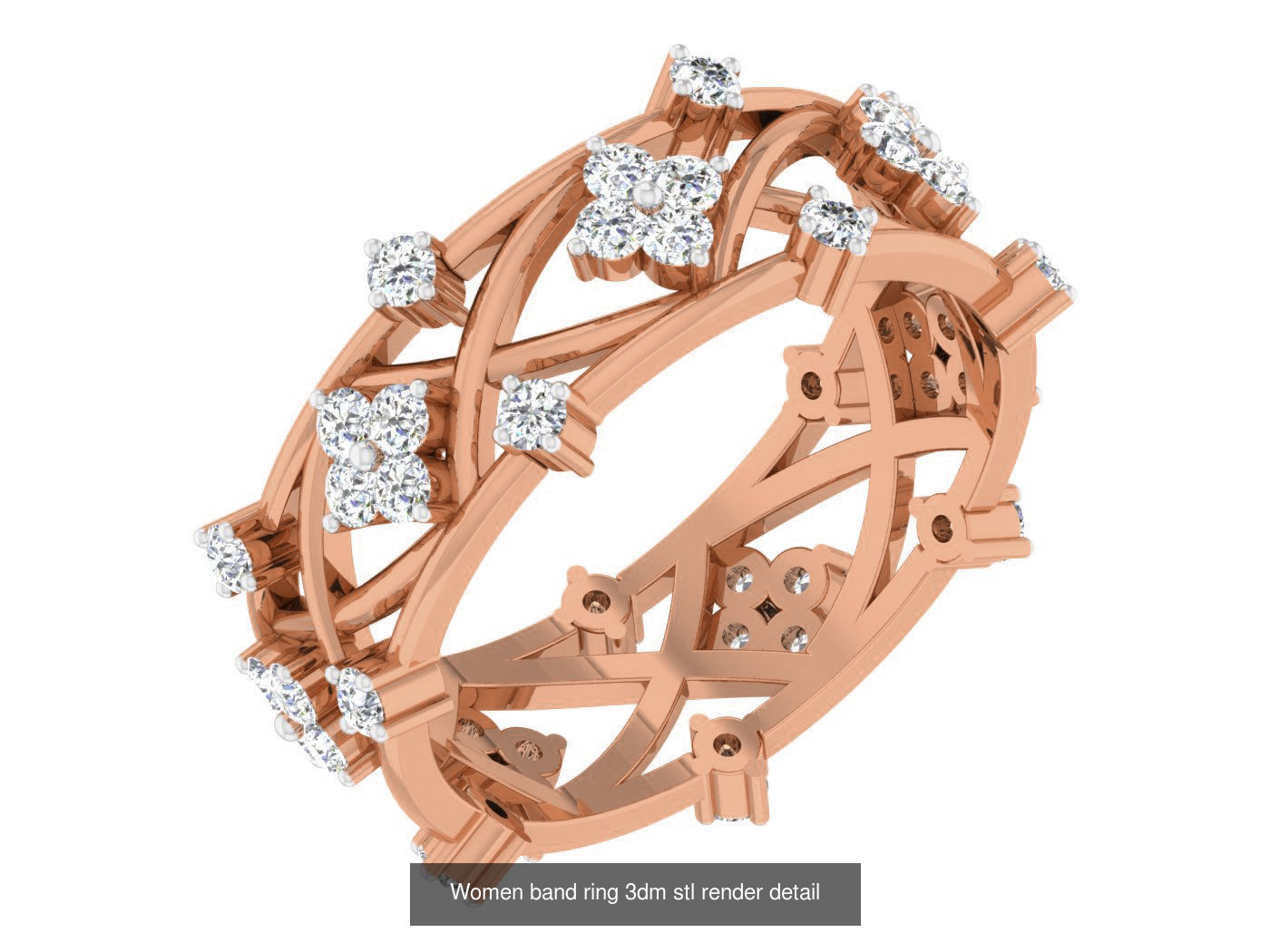 93 Women band ring 3dm stl render detail  3D Model Collection_40