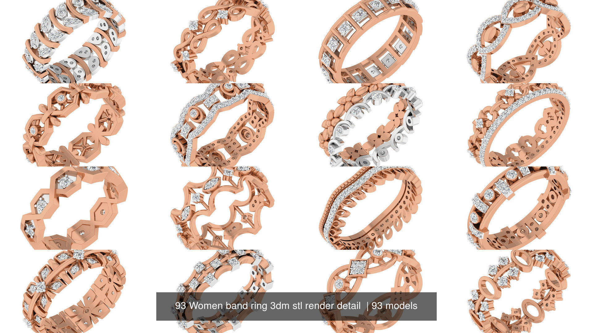 93 Women band ring 3dm stl render detail  3D Model Collection_4