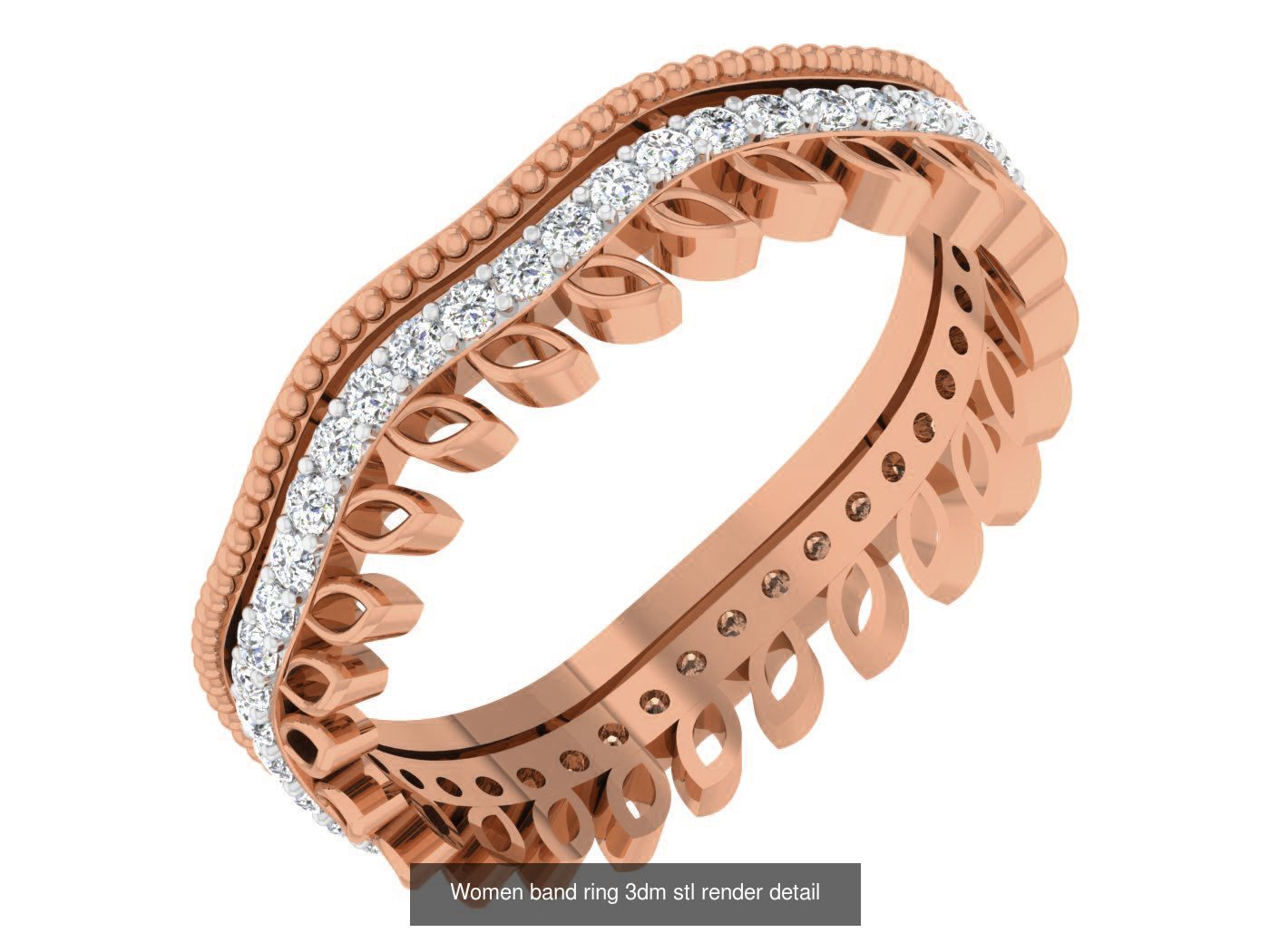 93 Women band ring 3dm stl render detail  3D Model Collection_51