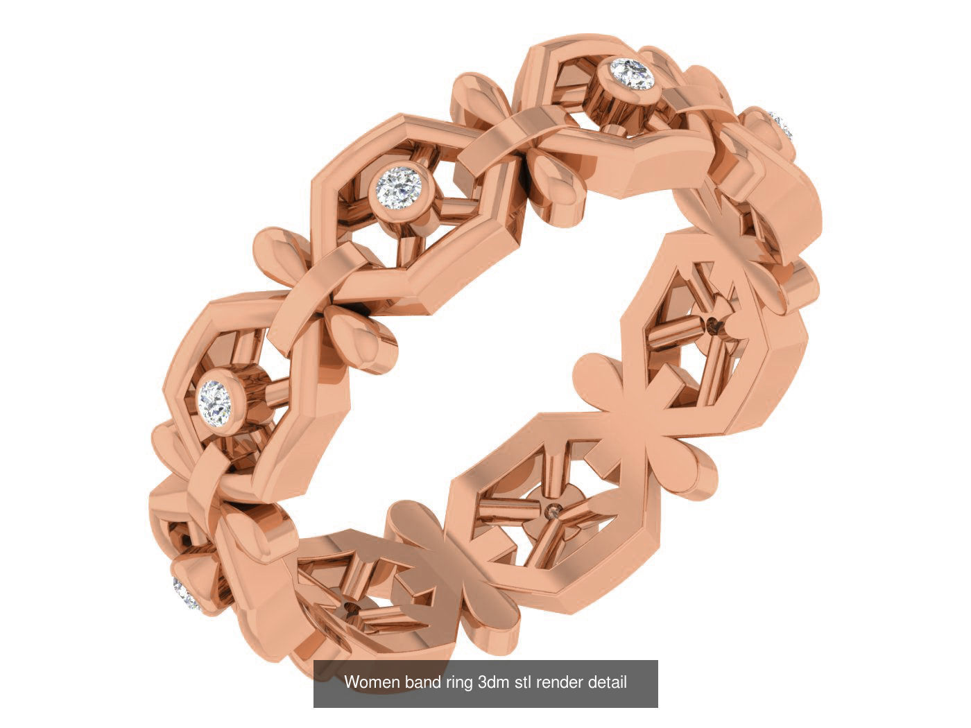 93 Women band ring 3dm stl render detail  3D Model Collection_45