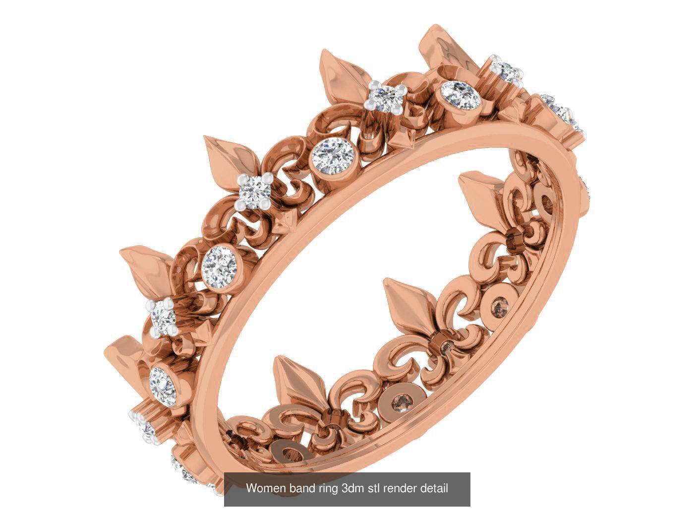 93 Women band ring 3dm stl render detail  3D Model Collection_10