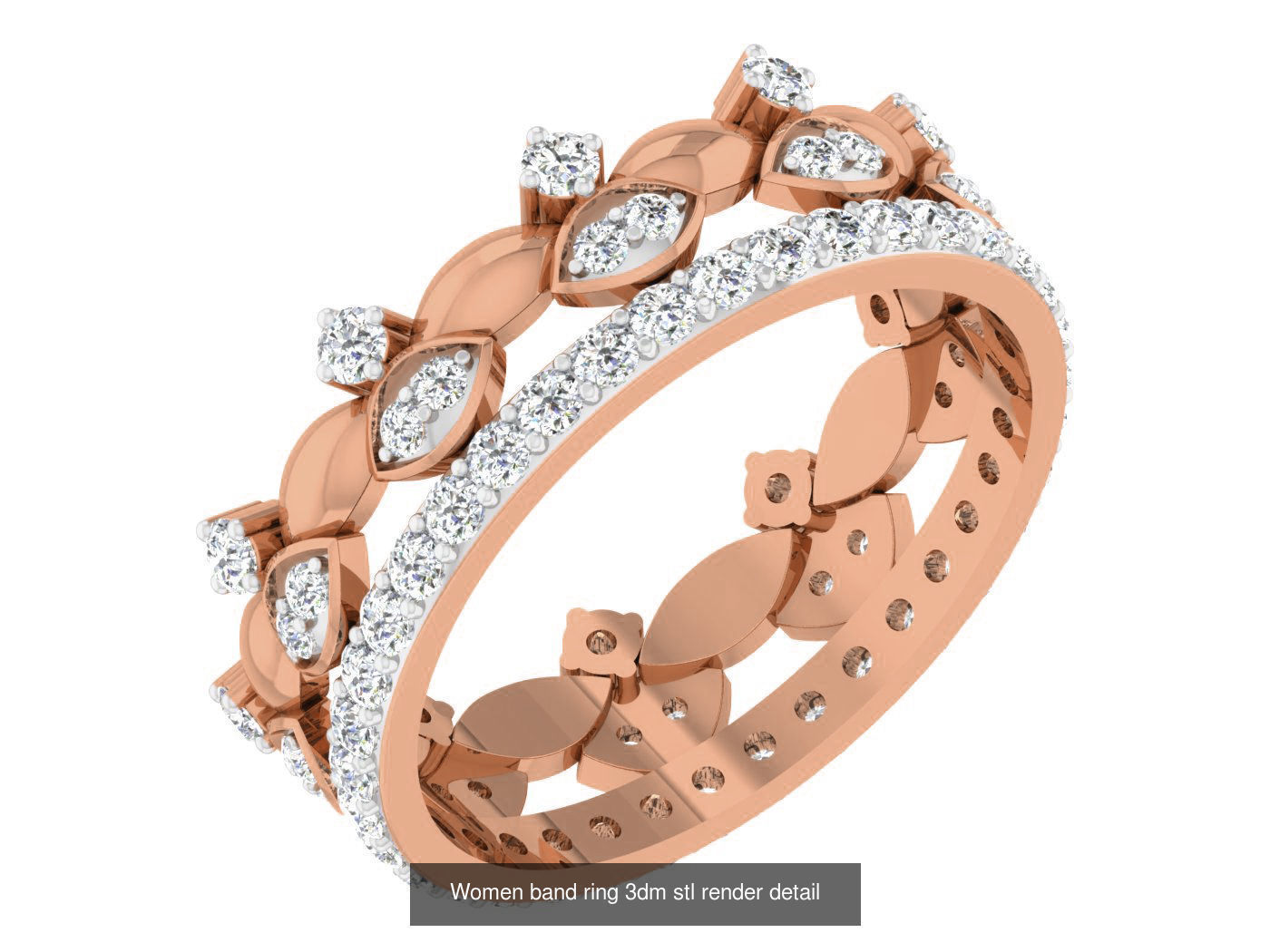 93 Women band ring 3dm stl render detail  3D Model Collection_78