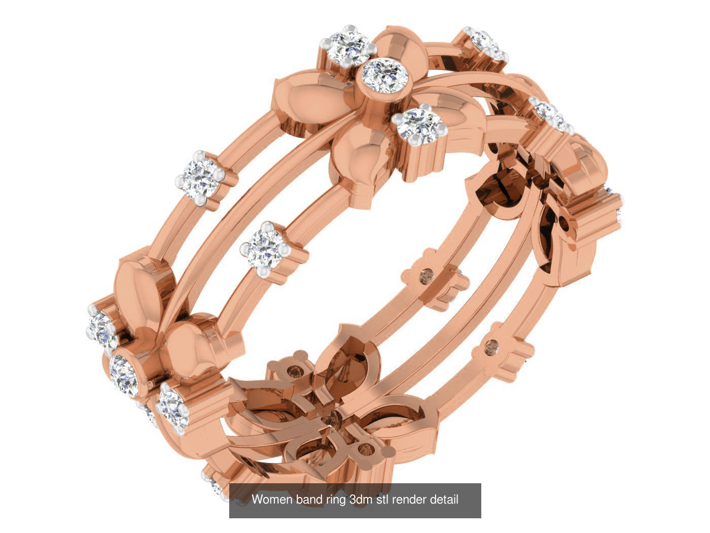 93 Women band ring 3dm stl render detail  3D Model Collection_30