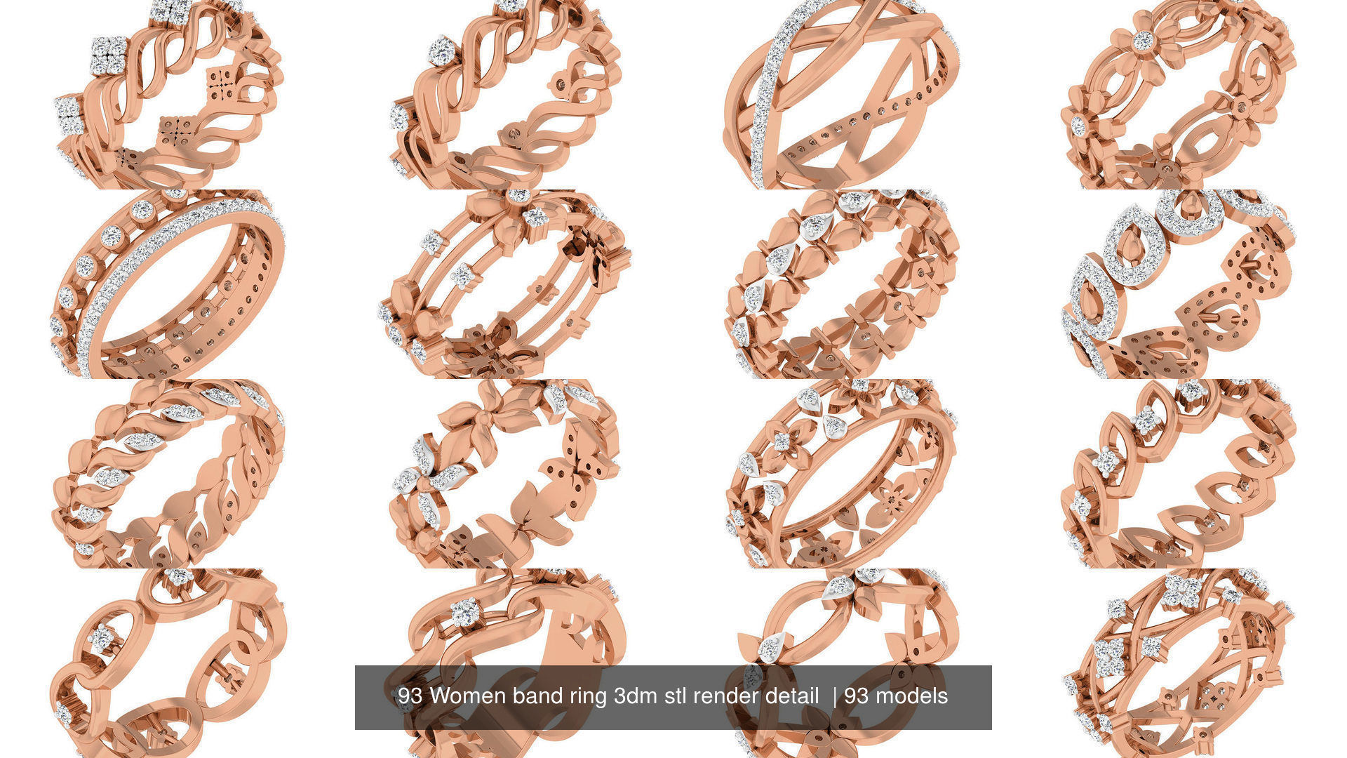 93 Women band ring 3dm stl render detail  3D Model Collection_2