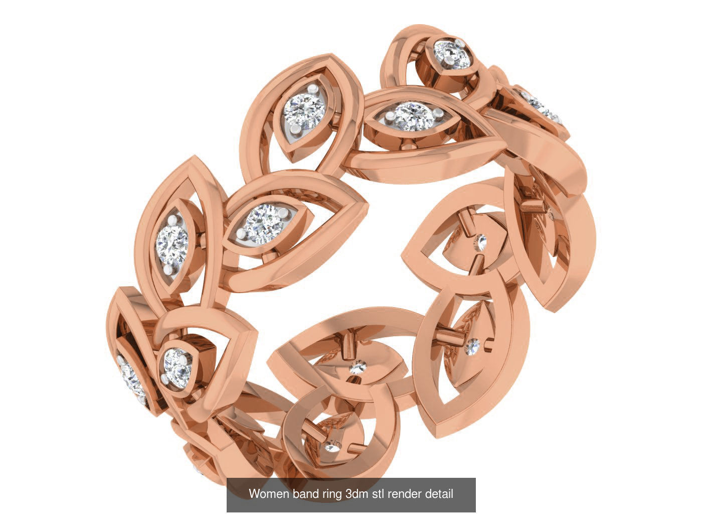 93 Women band ring 3dm stl render detail  3D Model Collection_60