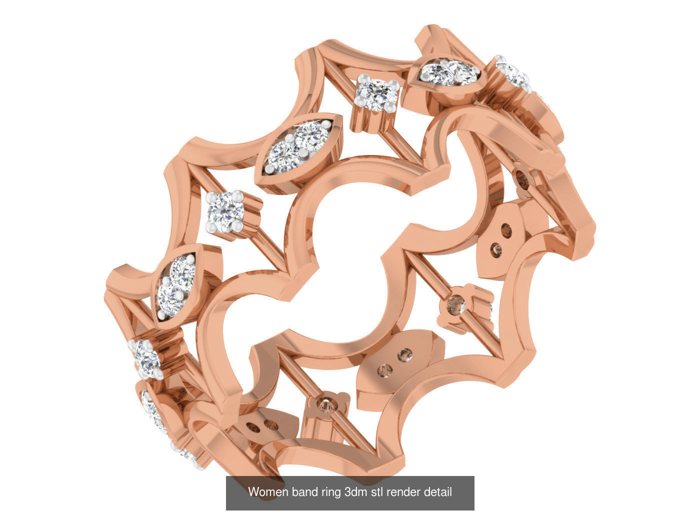 93 Women band ring 3dm stl render detail  3D Model Collection_50