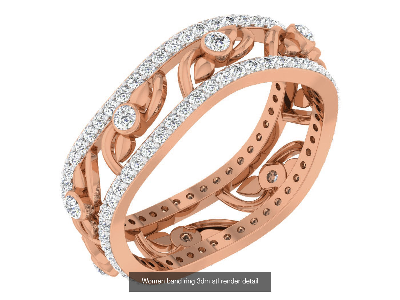 93 Women band ring 3dm stl render detail  3D Model Collection_22