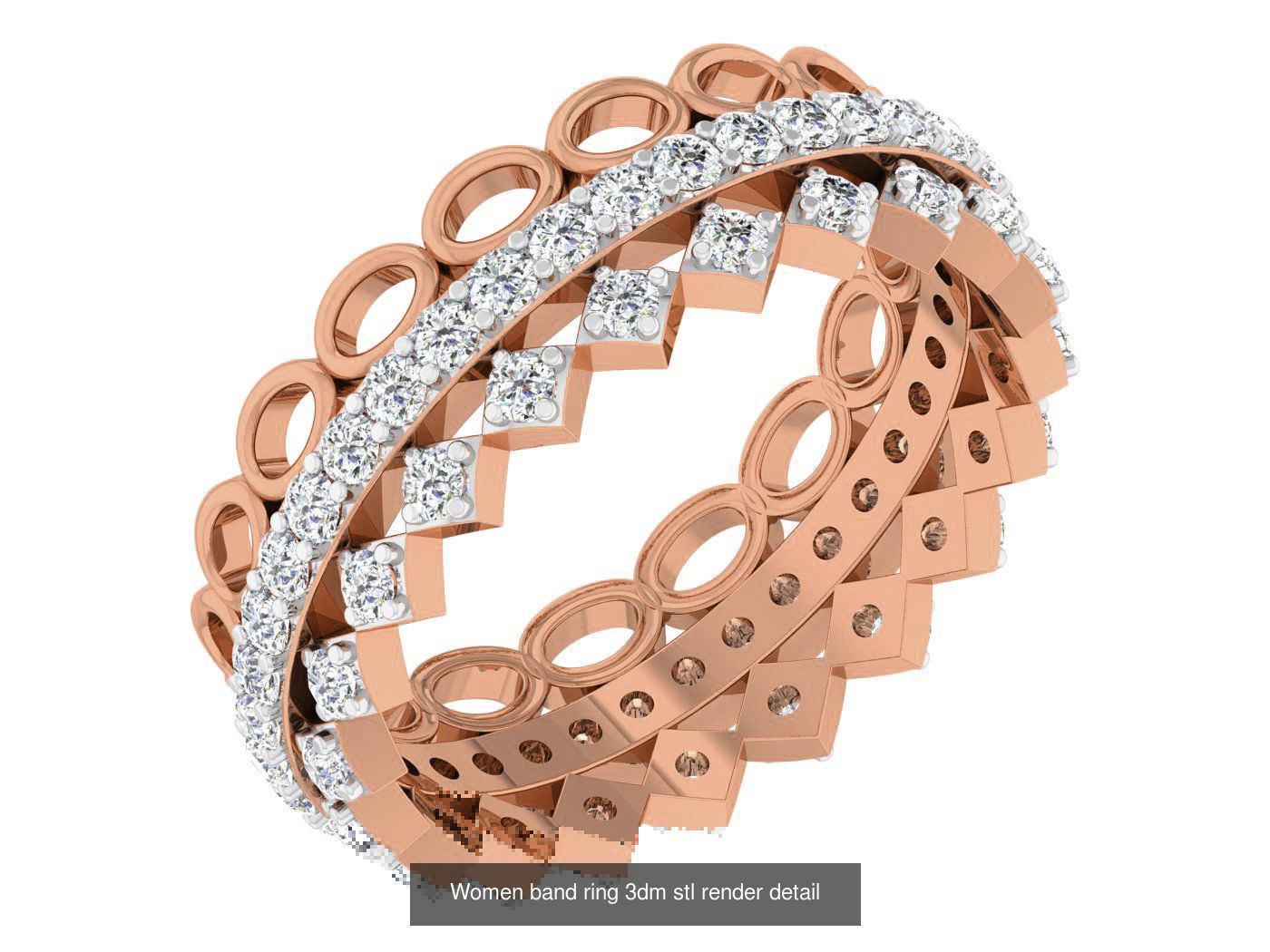 93 Women band ring 3dm stl render detail  3D Model Collection_68