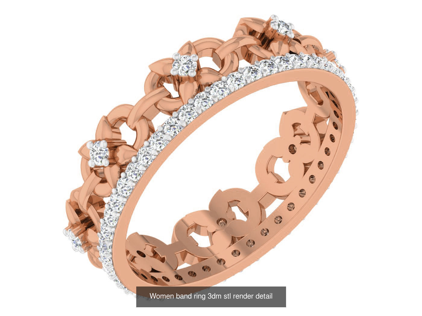 93 Women band ring 3dm stl render detail  3D Model Collection_48