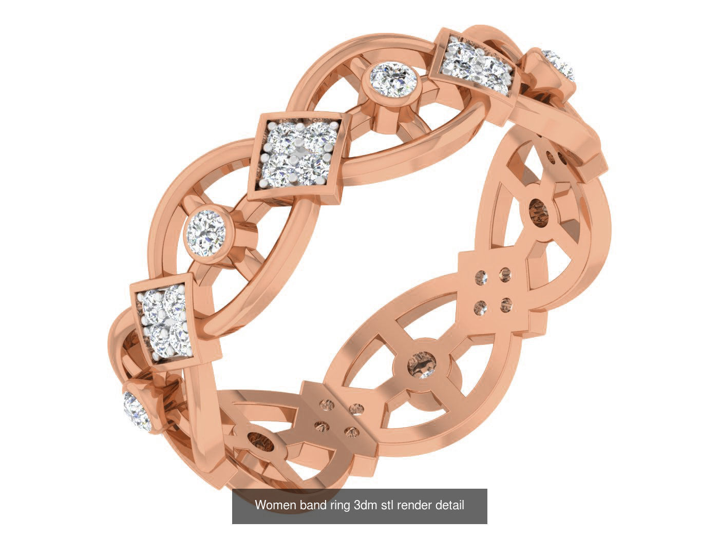 93 Women band ring 3dm stl render detail  3D Model Collection_55