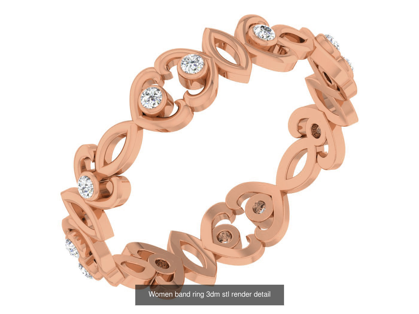 93 Women band ring 3dm stl render detail  3D Model Collection_9