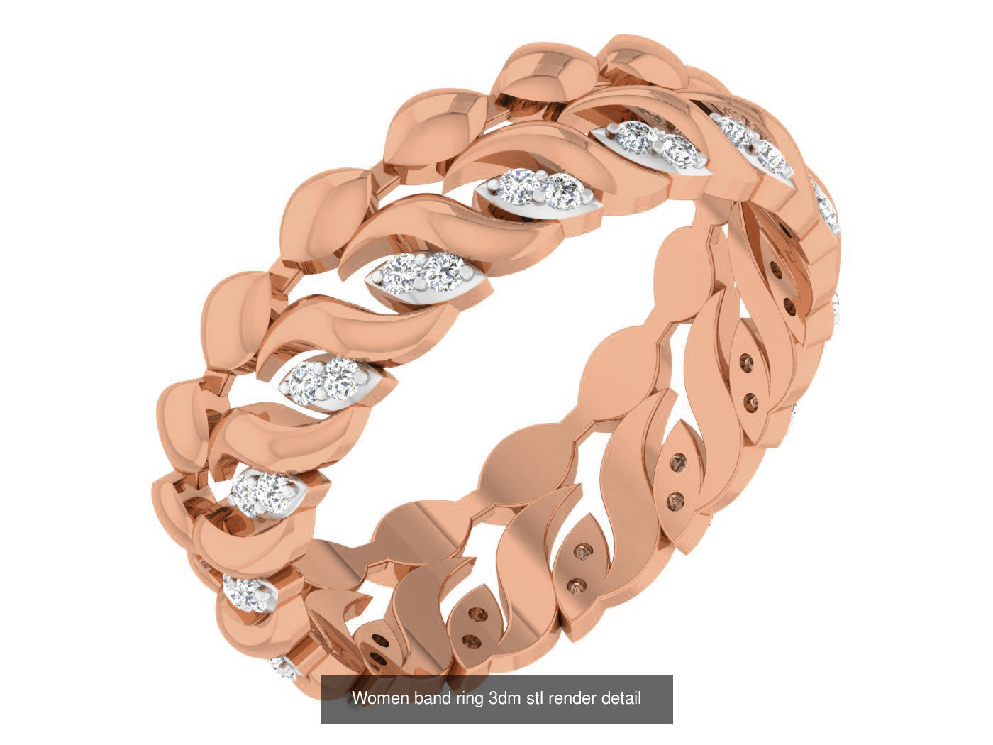 93 Women band ring 3dm stl render detail  3D Model Collection_33