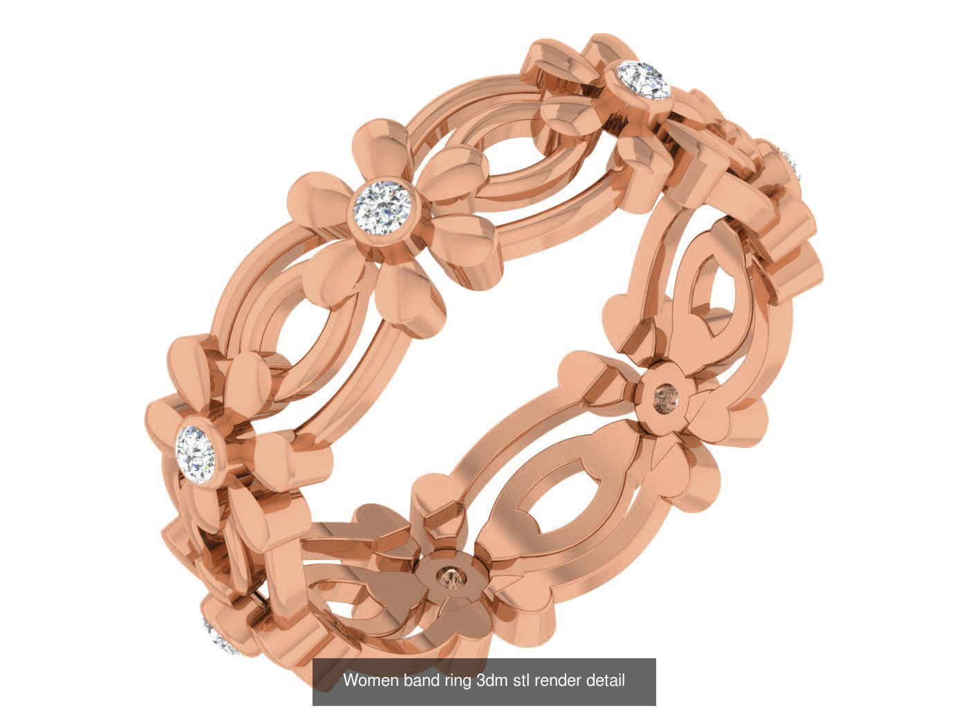 93 Women band ring 3dm stl render detail  3D Model Collection_28