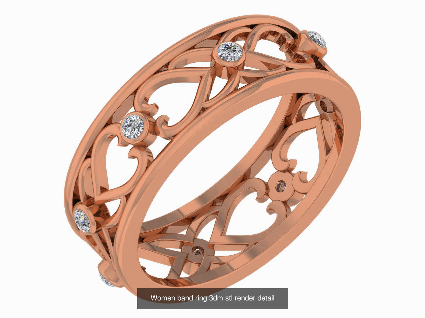 93 Women band ring 3dm stl render detail  3D Model Collection_20