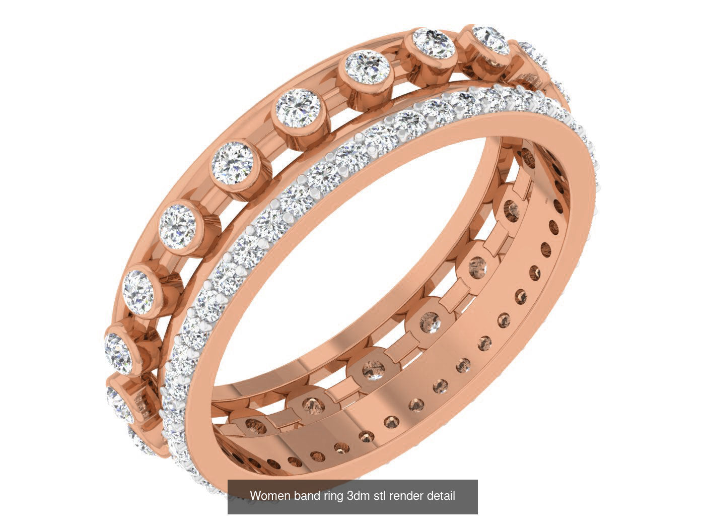 93 Women band ring 3dm stl render detail  3D Model Collection_29