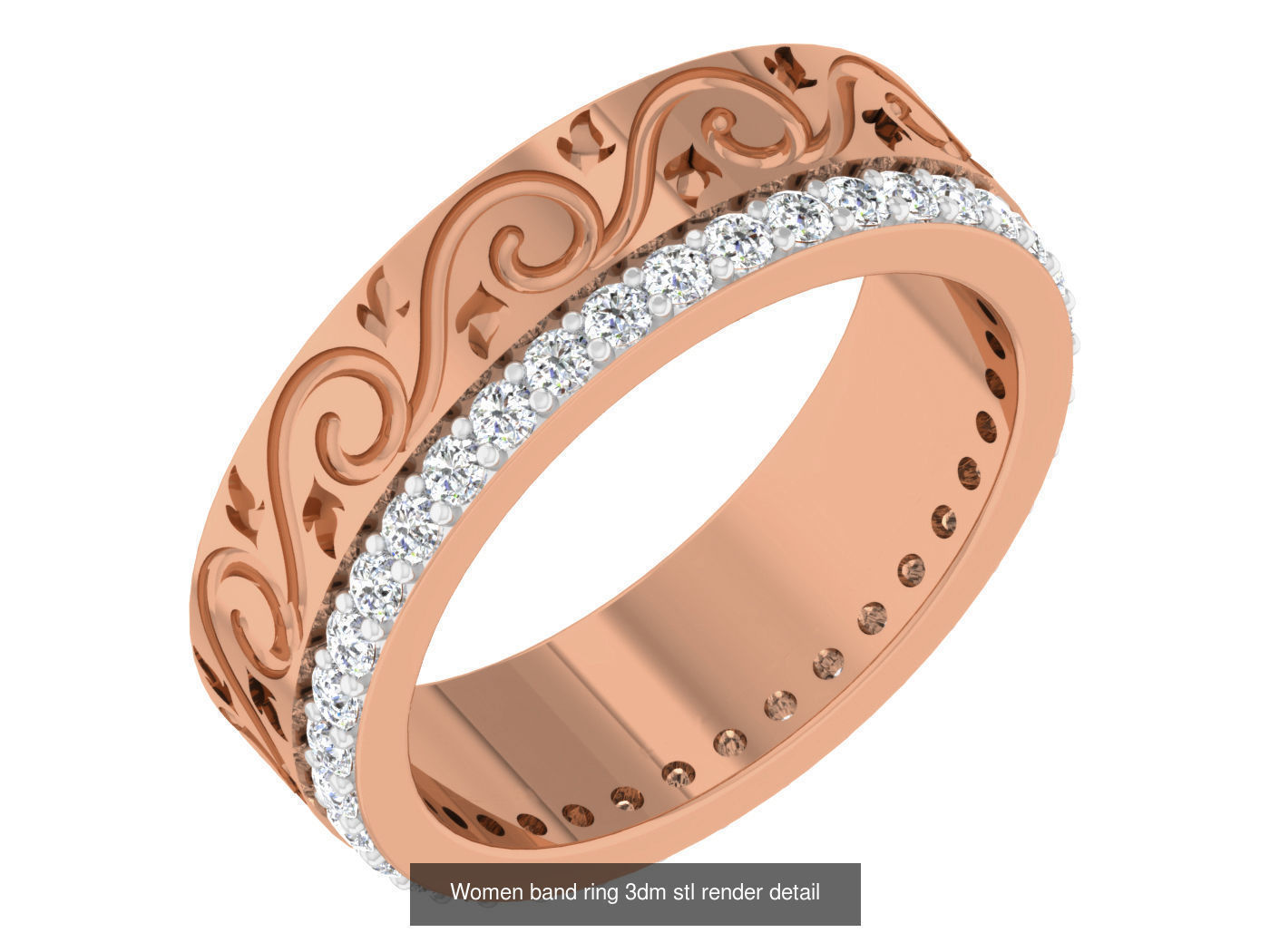 93 Women band ring 3dm stl render detail  3D Model Collection_87