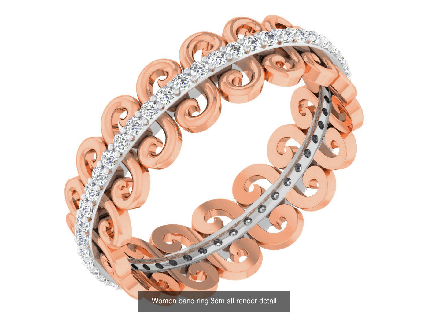 93 Women band ring 3dm stl render detail  3D Model Collection_75