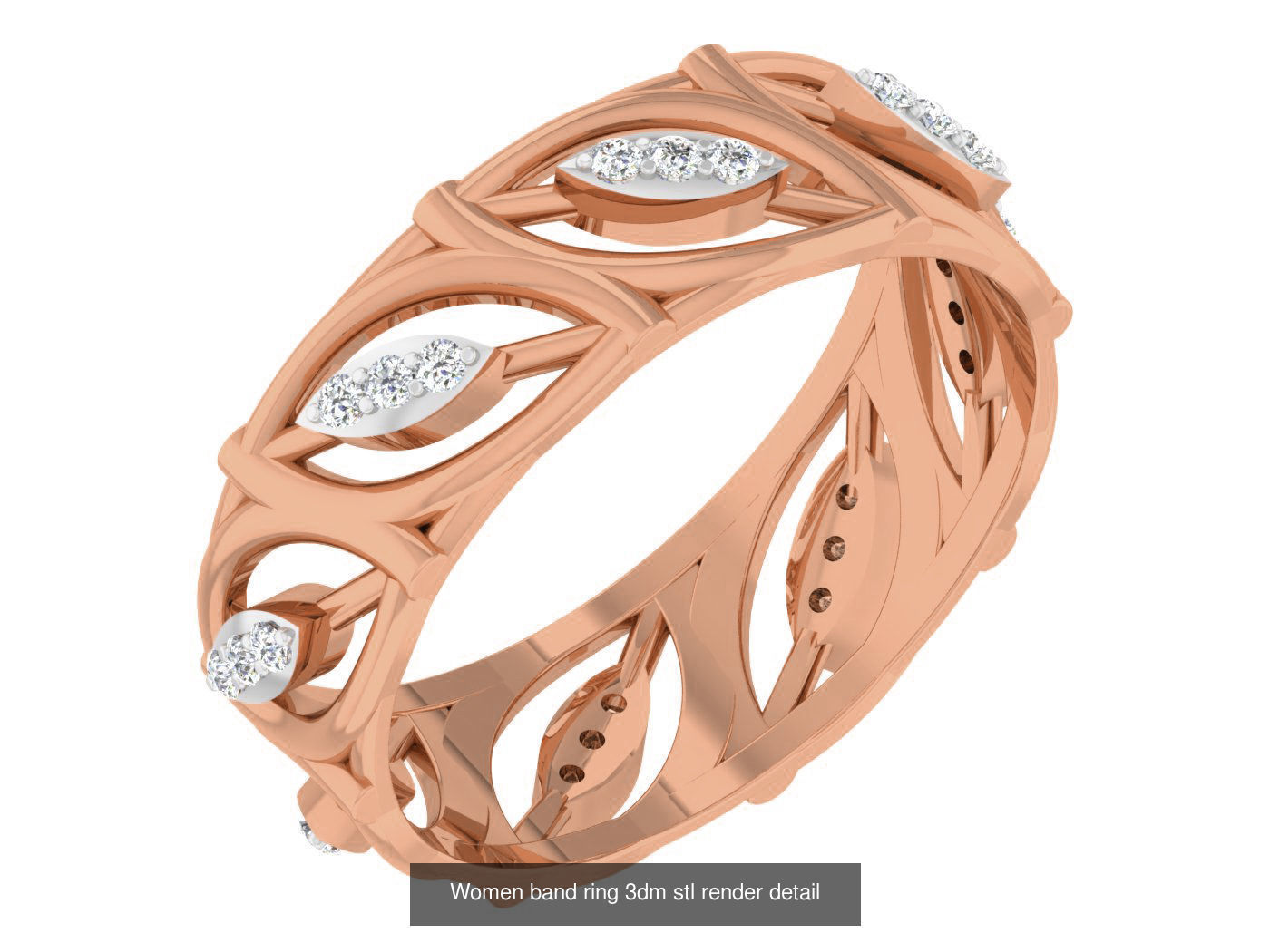 93 Women band ring 3dm stl render detail  3D Model Collection_13