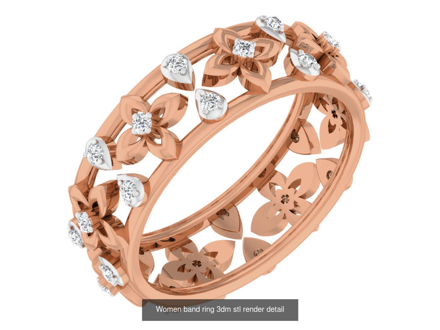 93 Women band ring 3dm stl render detail  3D Model Collection_35
