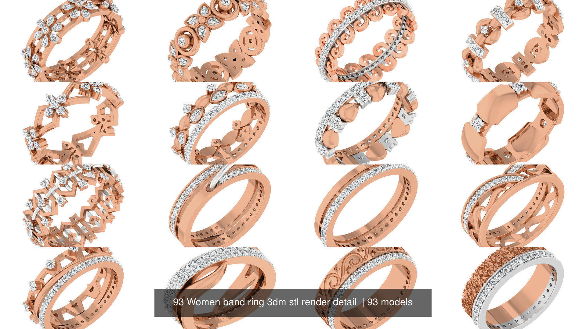 93 Women band ring 3dm stl render detail  3D Model Collection_8