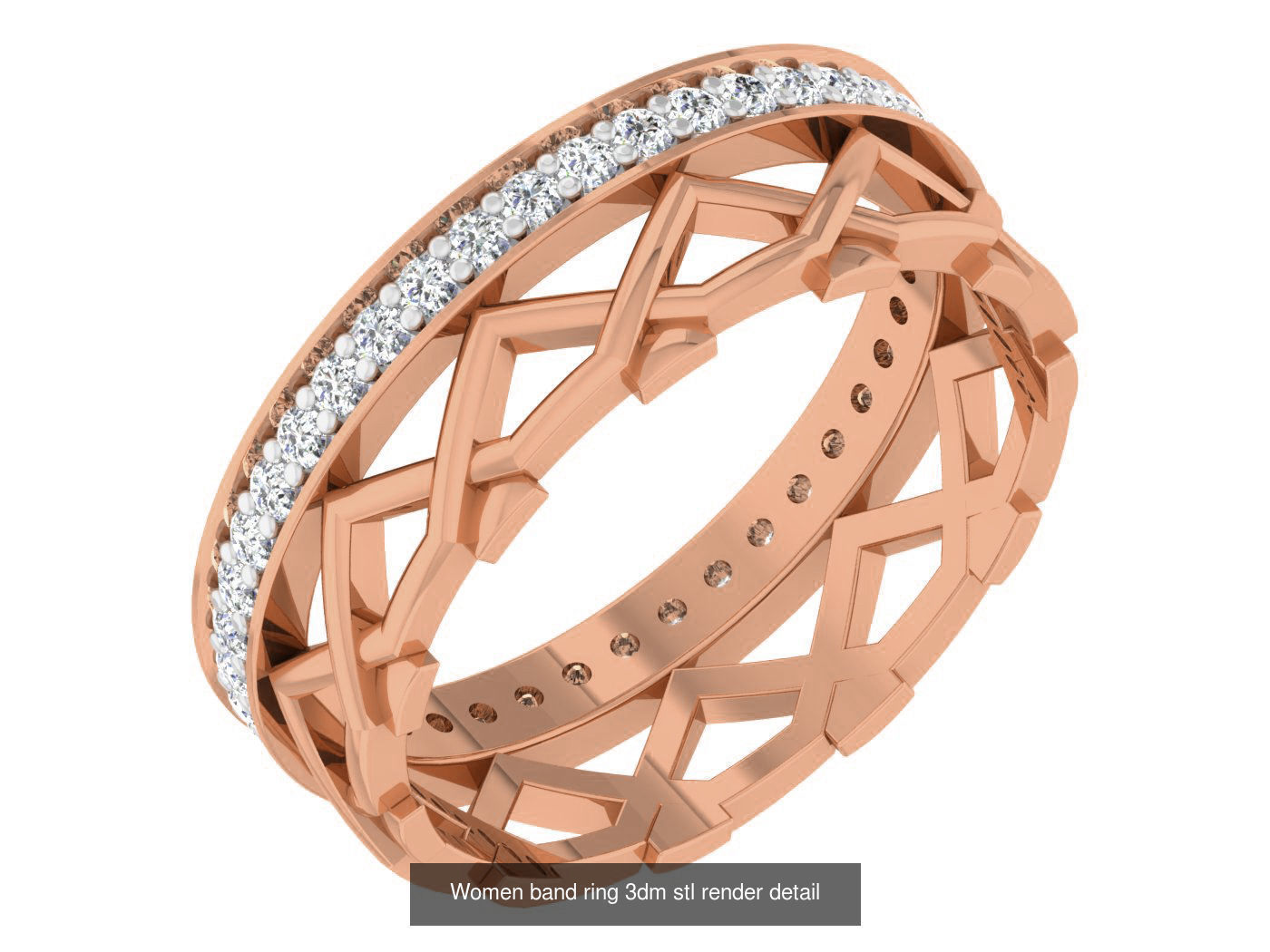 93 Women band ring 3dm stl render detail  3D Model Collection_18