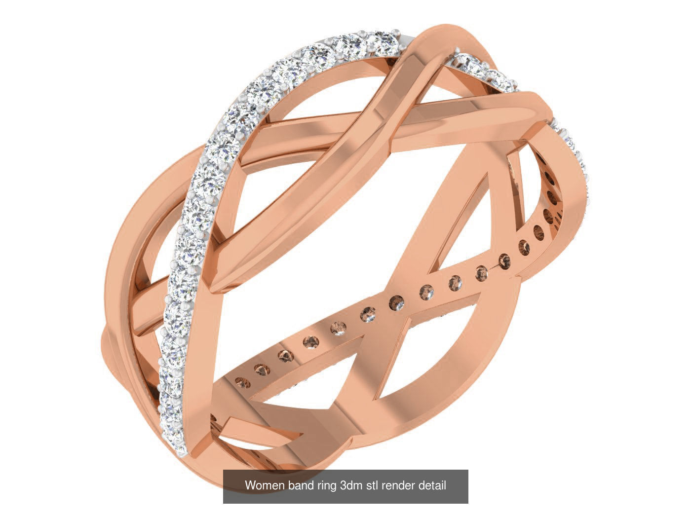 93 Women band ring 3dm stl render detail  3D Model Collection_27
