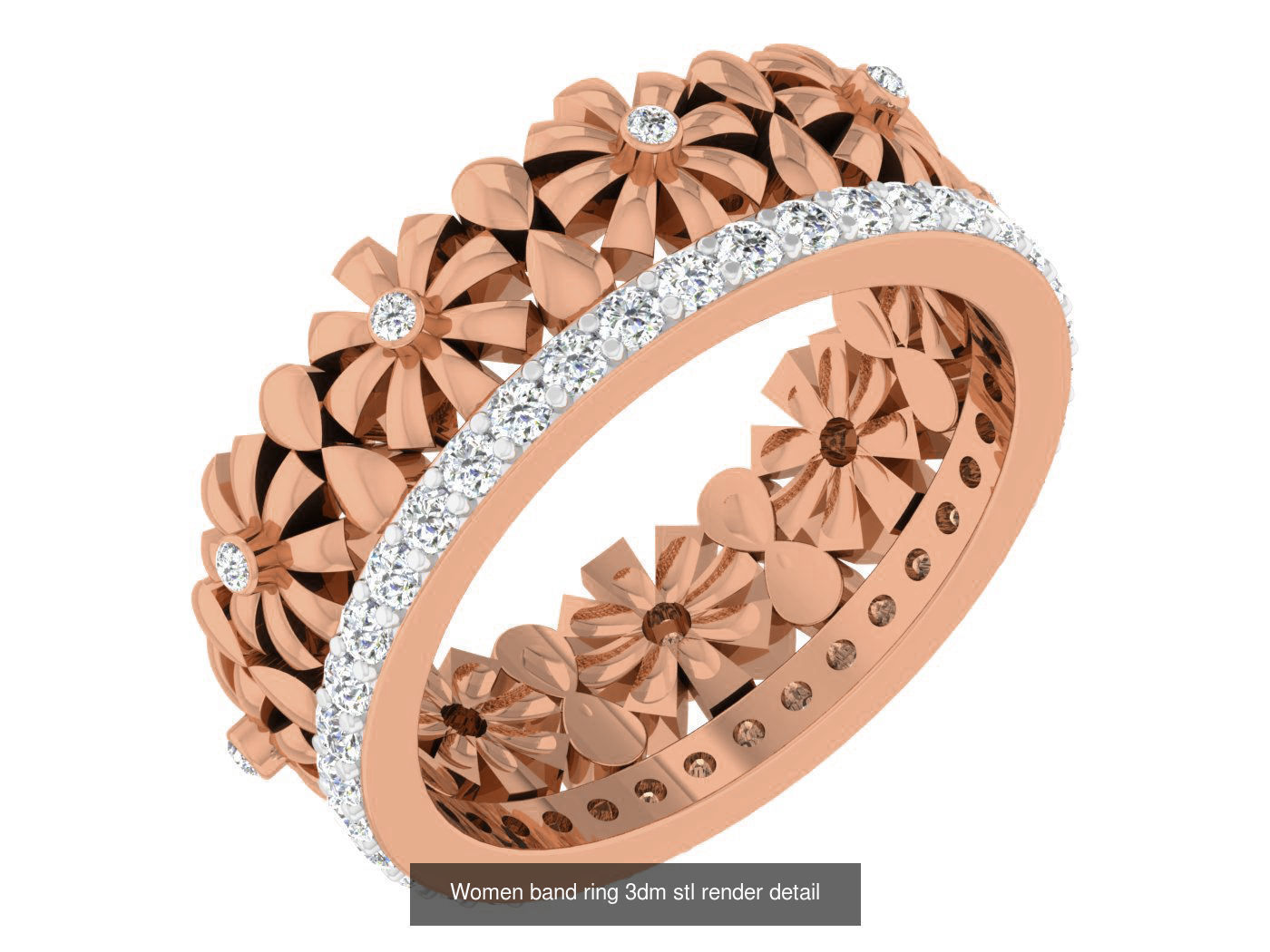 93 Women band ring 3dm stl render detail  3D Model Collection_67